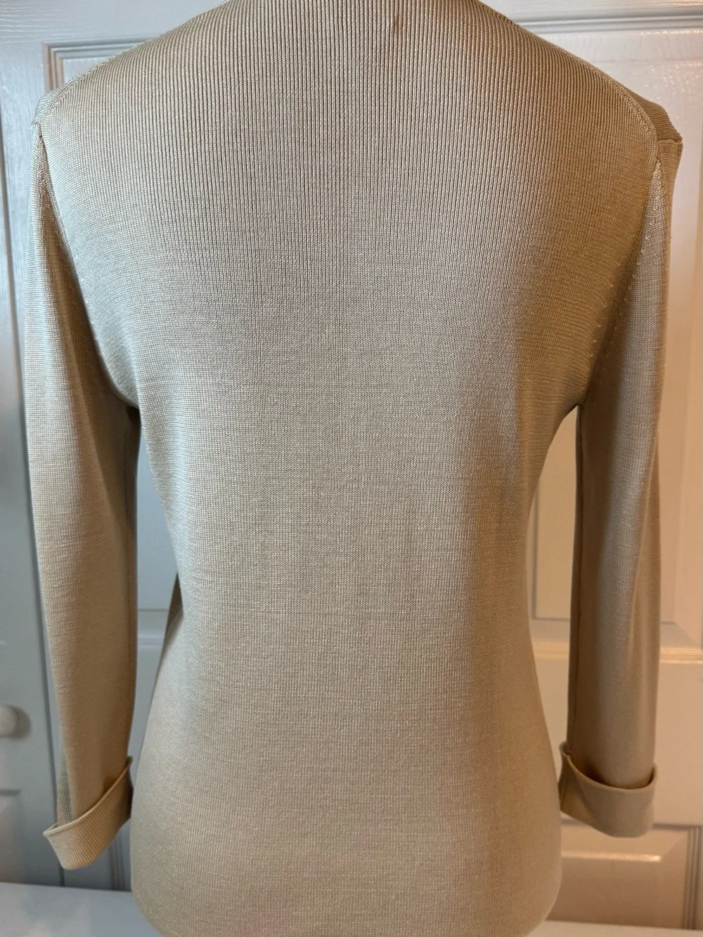 Womens Button-Front Cardigan in Taupe NWOT Small 100% Silk